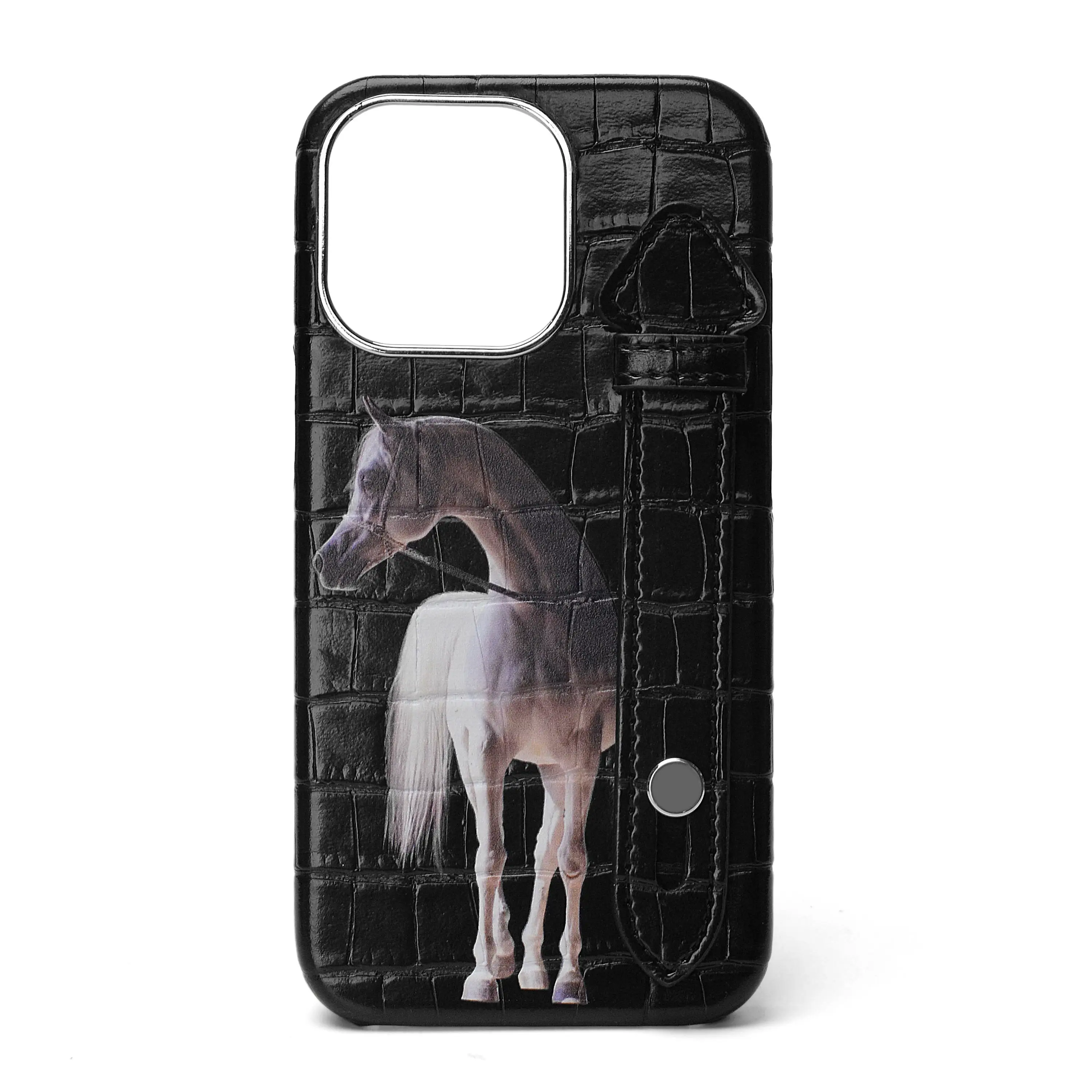 Panic Buying Luxury Vintage White Horse Leather Phone Case Custom leather mobile cases