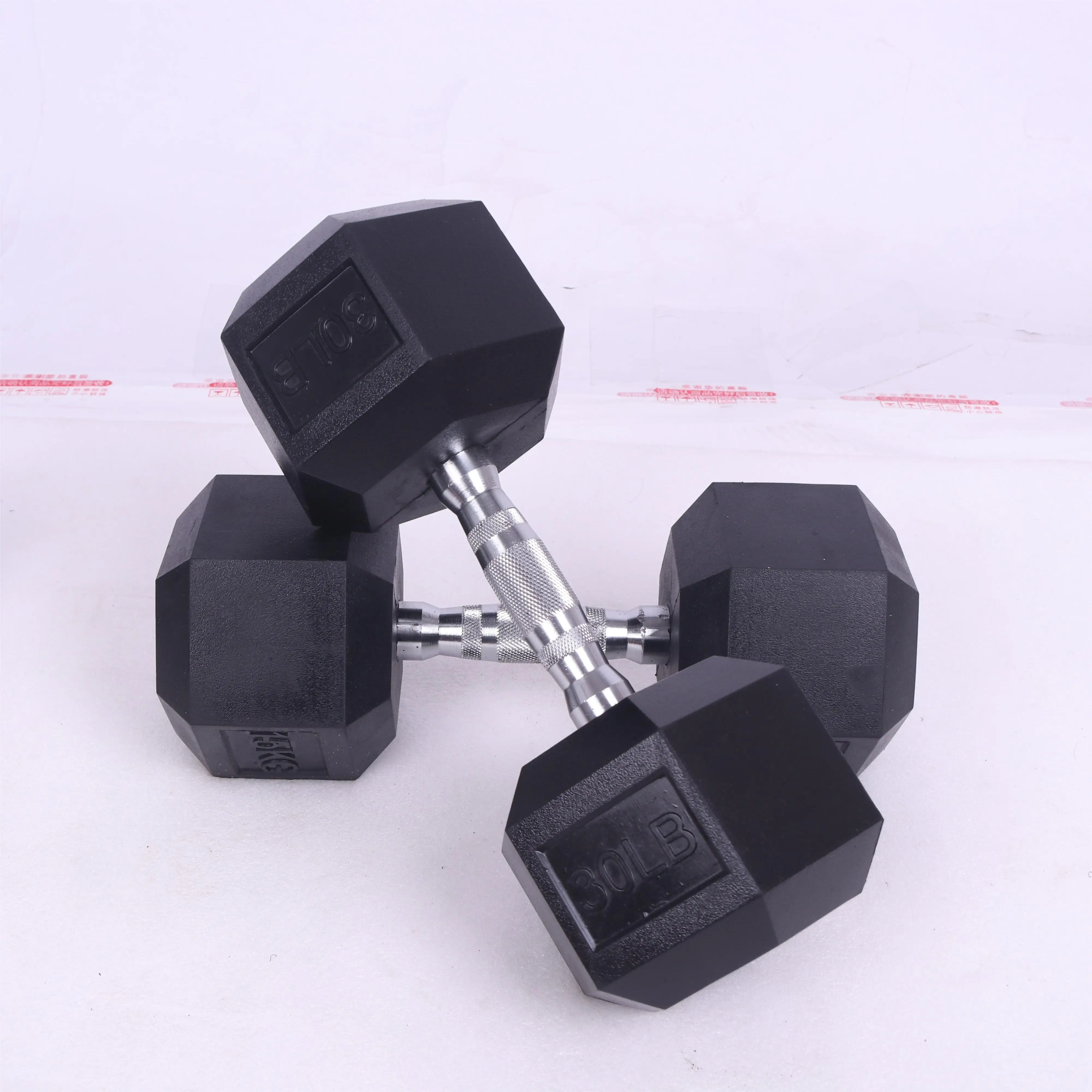 manufacturers direct selling black training cast iron rubber hex hexagonal dumbbells for student