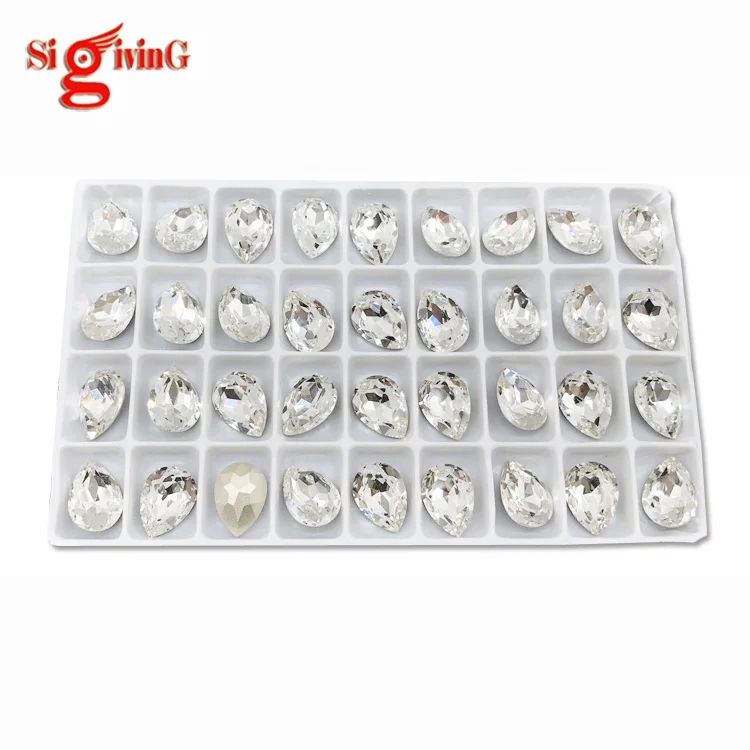 k9 quality 13*18mm fancy glass stones tear drop crystal for jewelry making