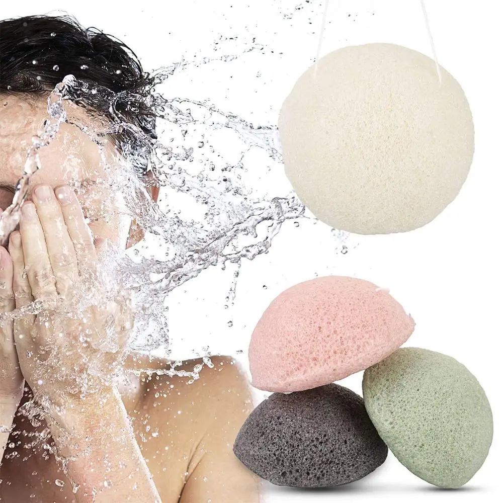 hot sale Natural Green Facial Washing Cleaning Sponge Konjac Konnyaku Exfoliator Cleansing Sponge