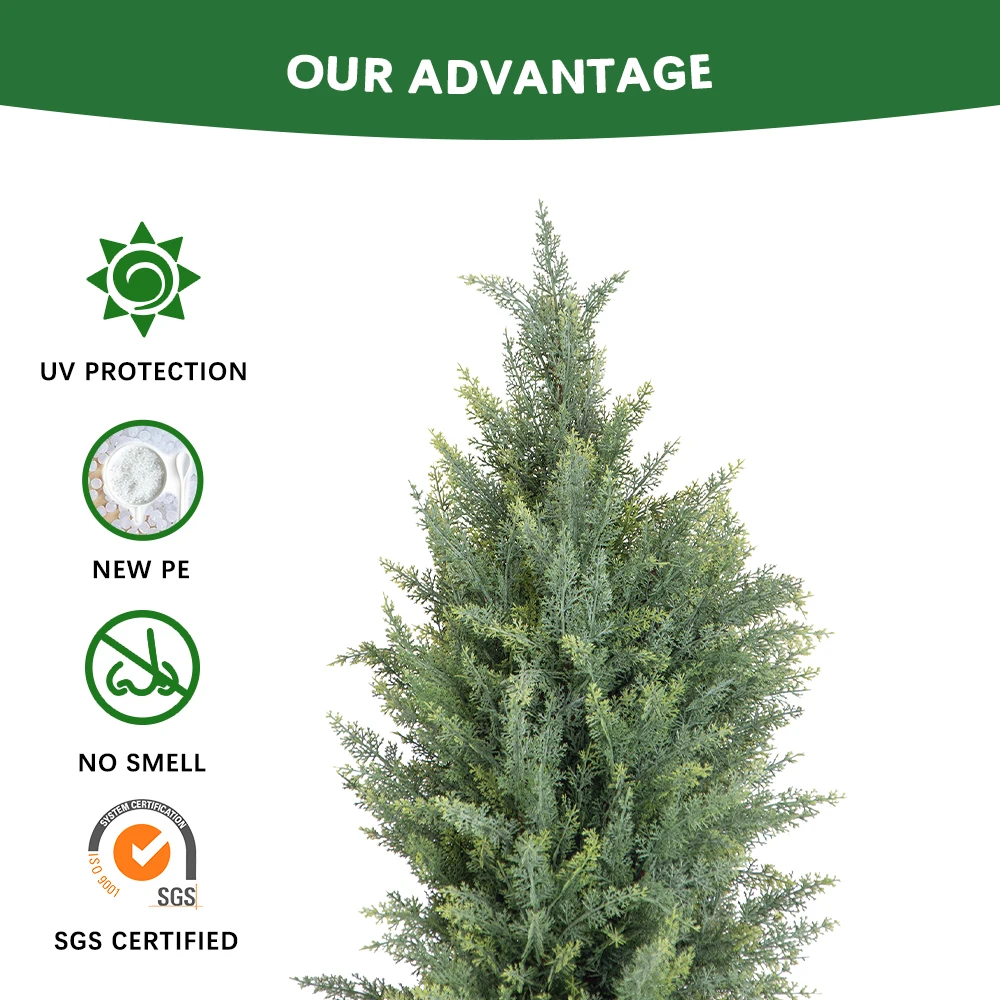 PZ-1-130 Faked Potted Tree Topiary Green Pine Artificial Plant Bonsai Artificial Tree for Home Indoor Front Porch Decor