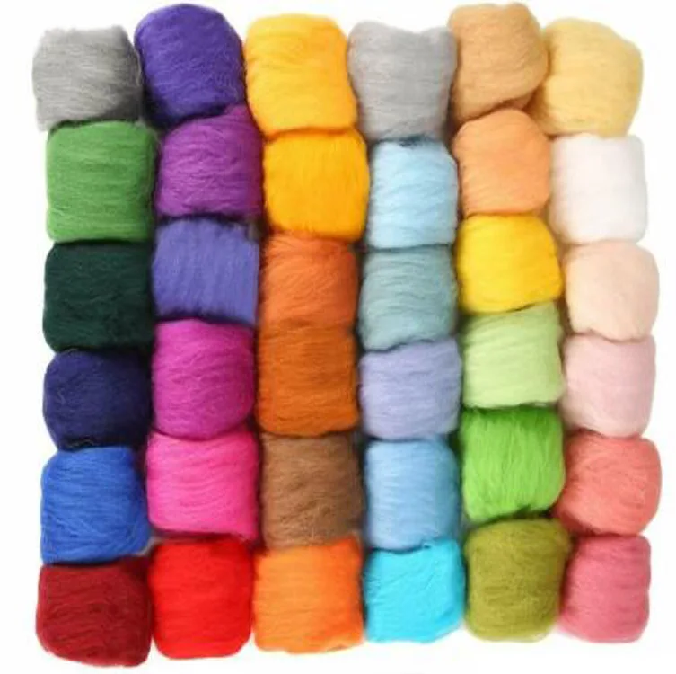 100 colors fibre wool yarn roving for knitting felting hand spinning DIY craft materials wool felting supplies