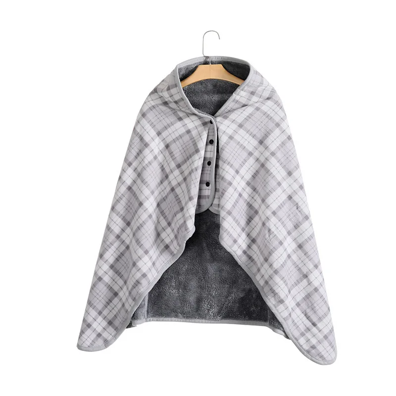 Custom Winter Multi-purpose Polar Fleece Throw Blanket Colorful Cloak Grid Stripe Design Scarf Shawl Blanket