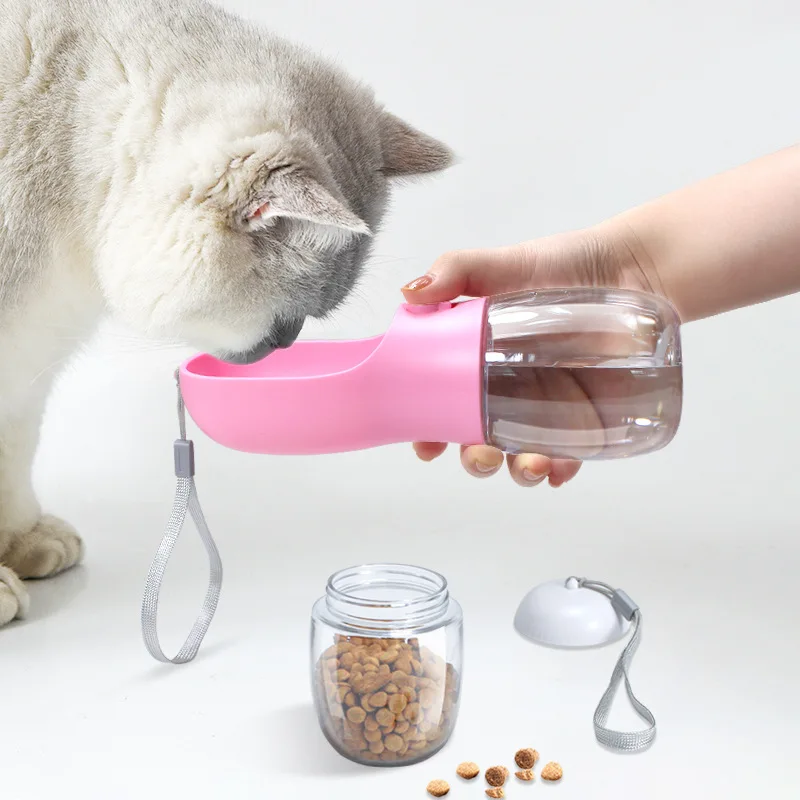 Food Grade Bottle Leak Proof Portable Pet Bottle Manufacture Puppy Water Dispenser with Food Container for Pets Outdoor Walking