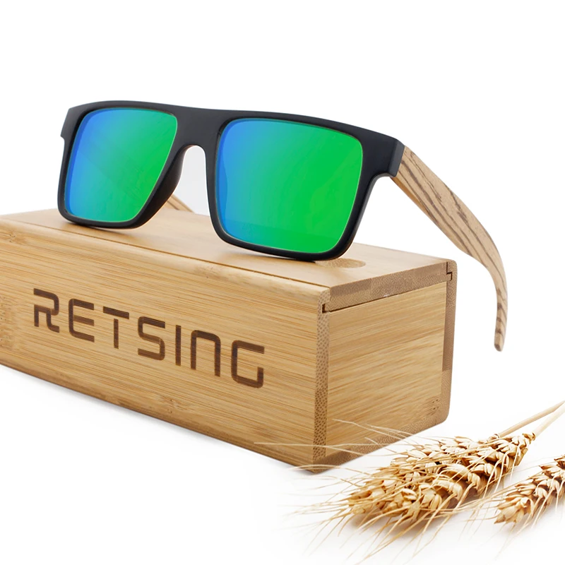 Деревянные солнцезащитные очки ручной работы с пластиковой рамкой из бамбукового дерева индивидуальным логотипом квадратные для мужчин и женщин