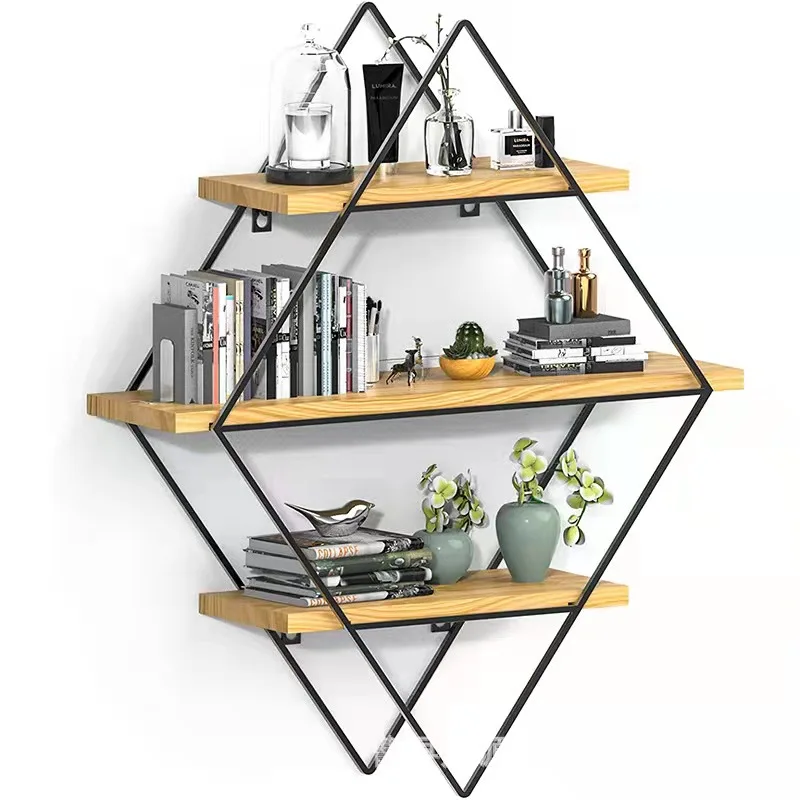 Wall Shelf Hanging Storage Furniture Metal Antique Industrial Vintage Rustic Solid Wood Mounted Wall Floating Shelves For Wall