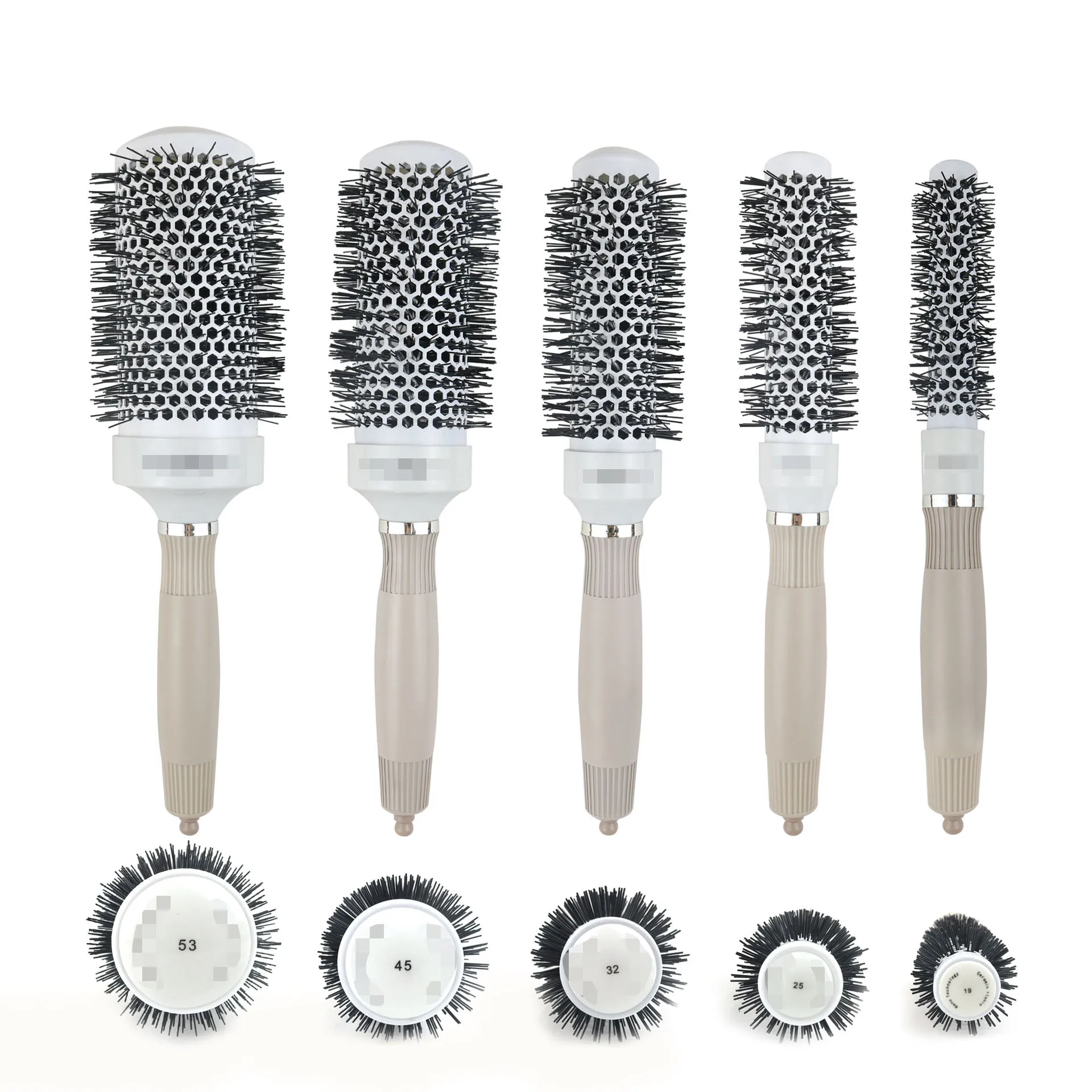Hairdressing Shape Nano Ceramic Anti-static Barber Tube Comb High Temperature Resistance Ceramic Aluminum Round Roll Comb