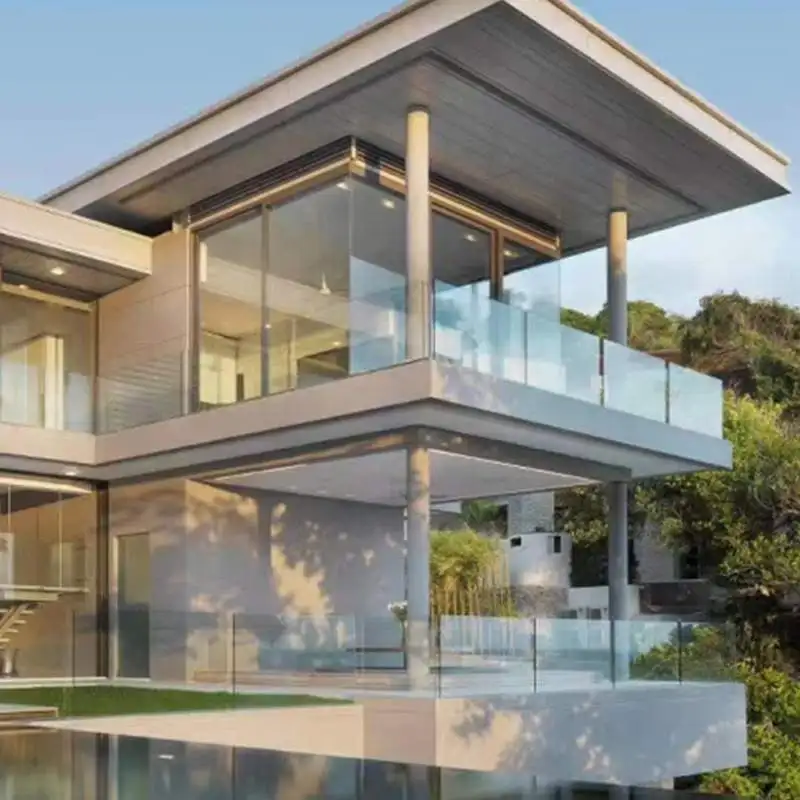 Deck Outdoor Glass Railing Aluminum U-Channel Base Balustrade Balcony Fence Metal Handrails