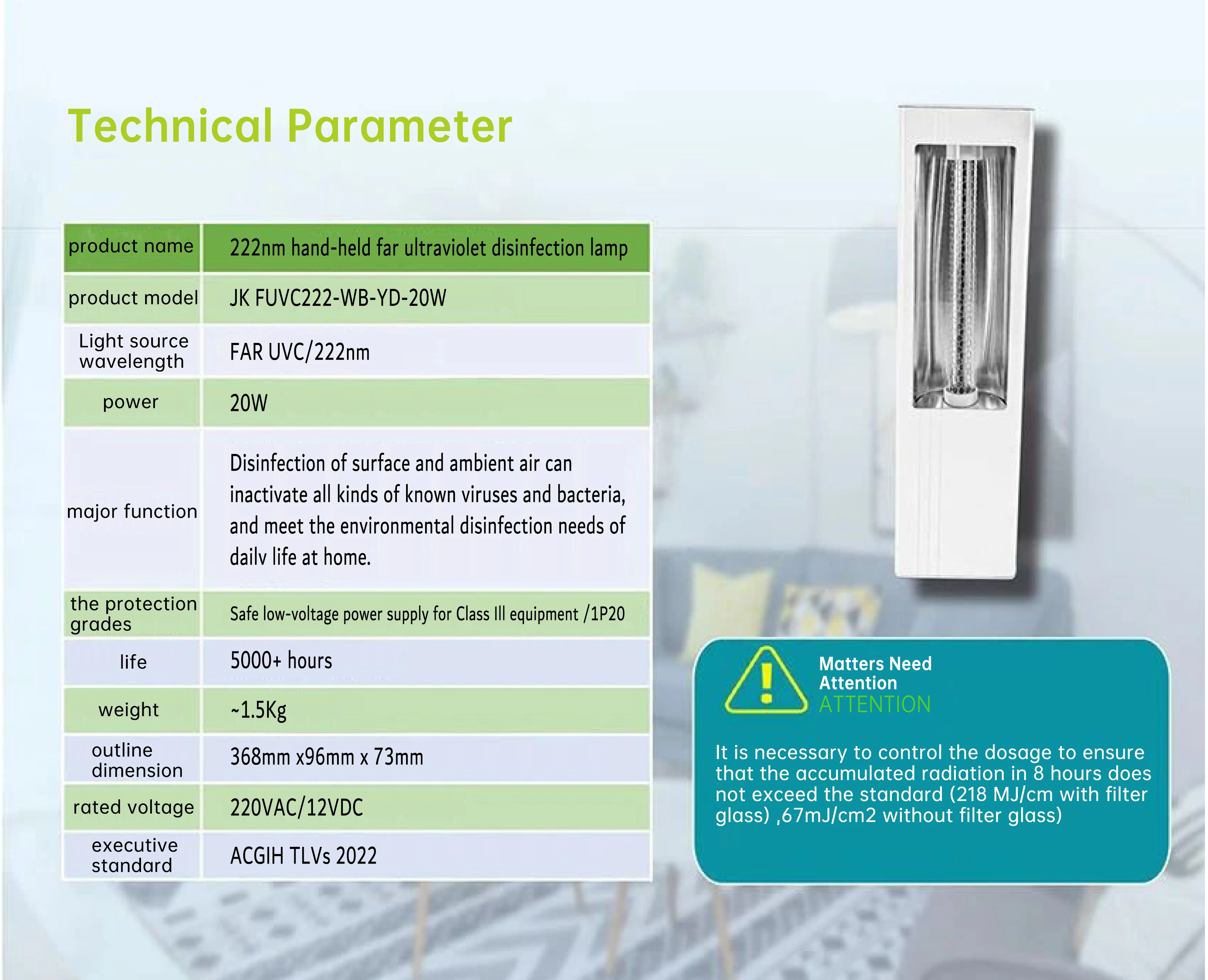New Design 10w 20W 30W Portable 222nm UVC Lamp  Far Uvc Light Fixture For Indoor Disinfection And Skin Infamation