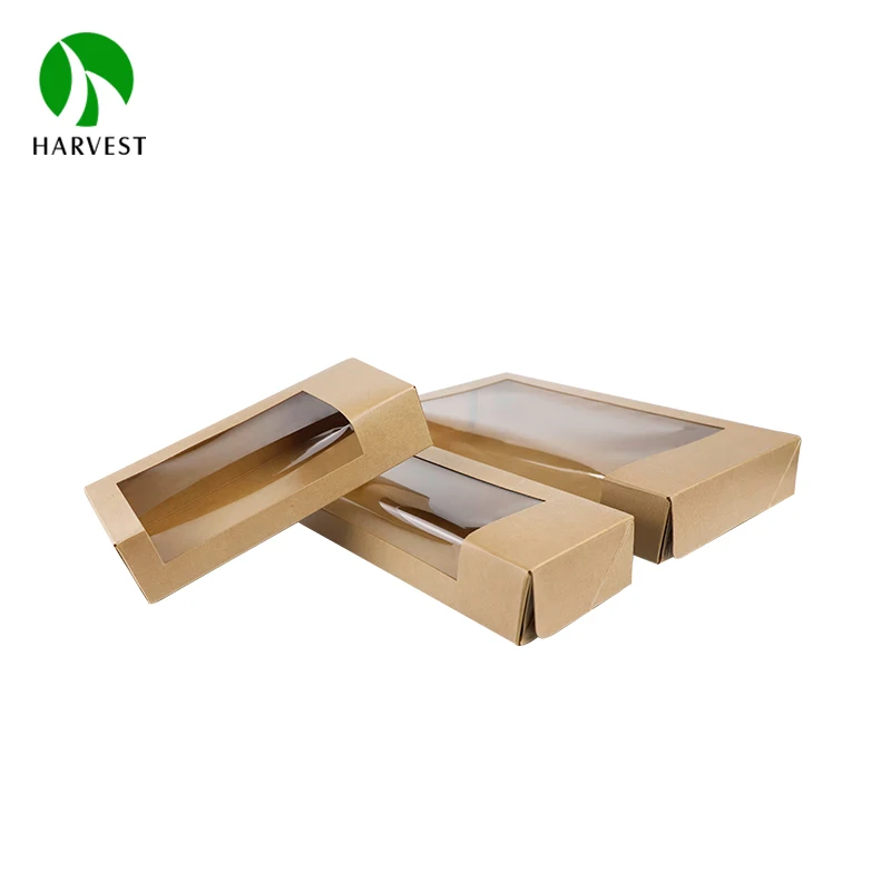 Rectangle Eco Friendly 1-piece Kraft Paper Box with clear PET Window