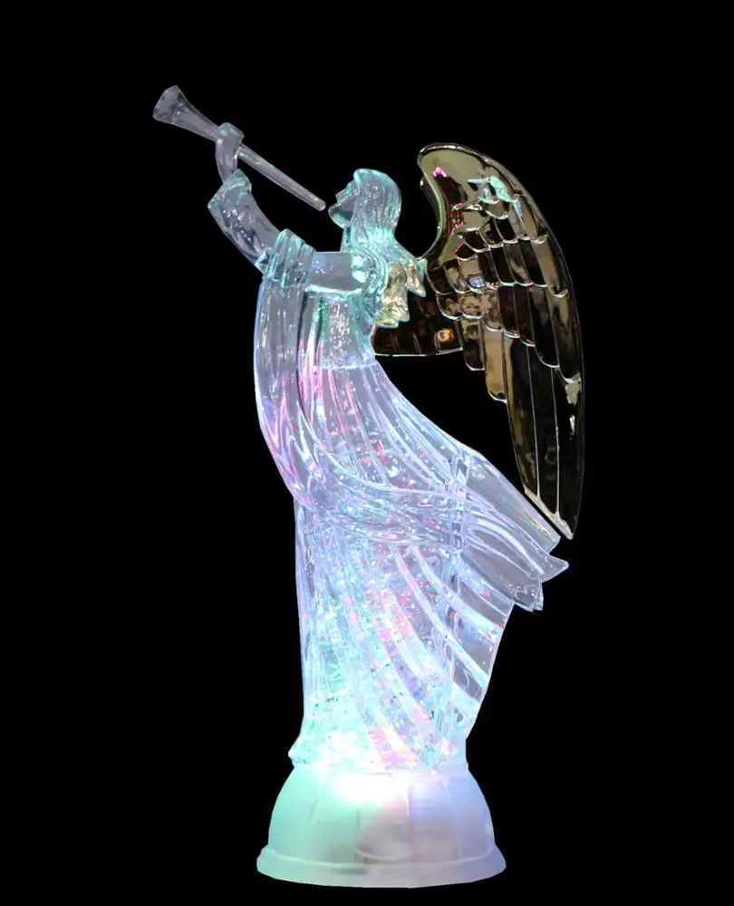 Led Glitter Clear Angle Home Decoration Popular Angel	 Table	 Ornaments	 Statue Resin Lighted Christmas Acrylic Angel
