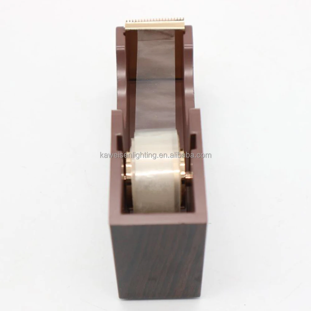 Office Stationary Equipment Desktop accessories Dark Wood Grain Acrylic Tape Dispenser Tape Cutter with Rose Gold Blade