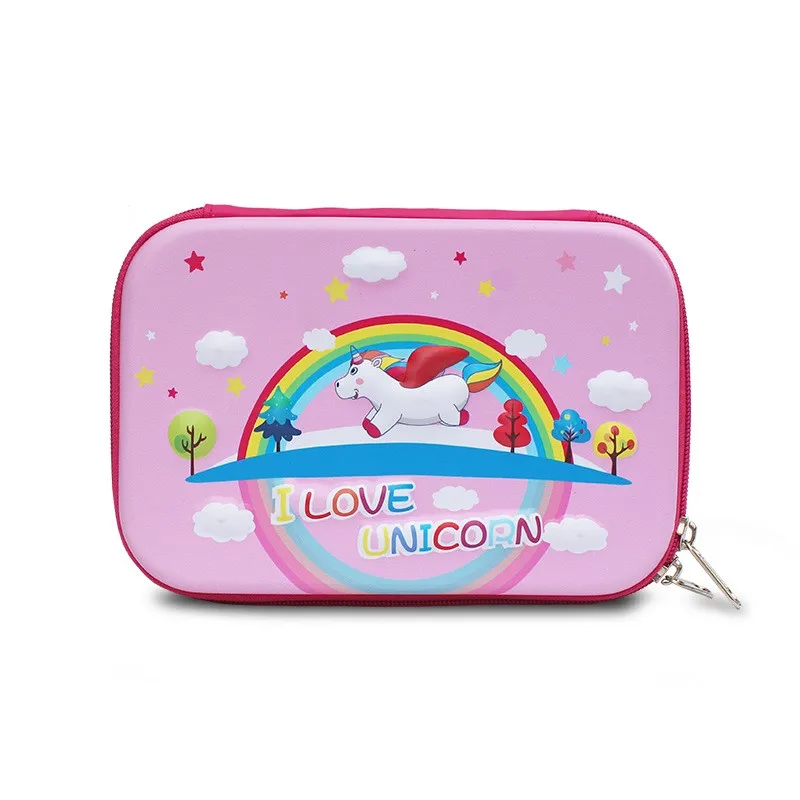 Multi-Compartment 3D Cute EVA Pencil case Unicorn Pouch Stationery Box Anti-Shock Large Capacity for School Students Teens