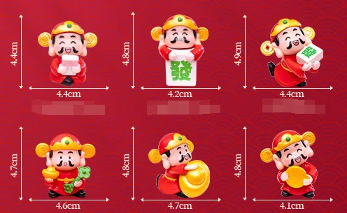 lunar God of wealth chinese new year decorations 2024 doll human body 3d toy mini figure people for cake topper pendant keychain