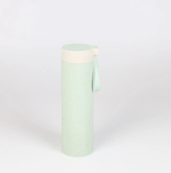 hotsale Eco-friendly Wheat fiber portable with glass liner bottles drink cups custom logo
