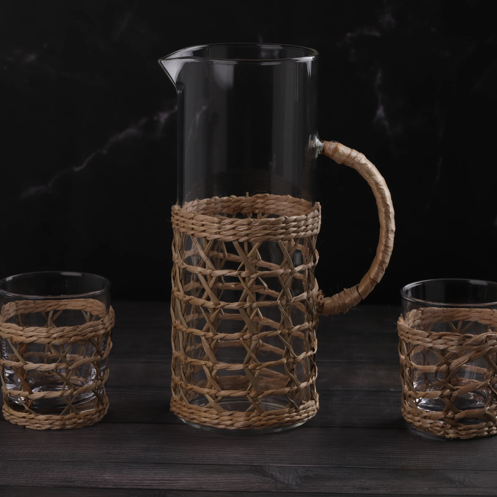 rattan wrap glass rattan/wicker wrapped water glass