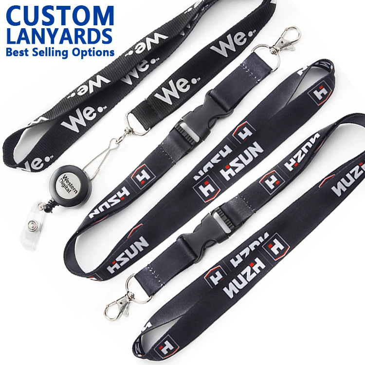 Hot Selling Lanyard Custom Promotion Polyester Neck Strap Design Flat Blank Keychain Lanyard with Logo