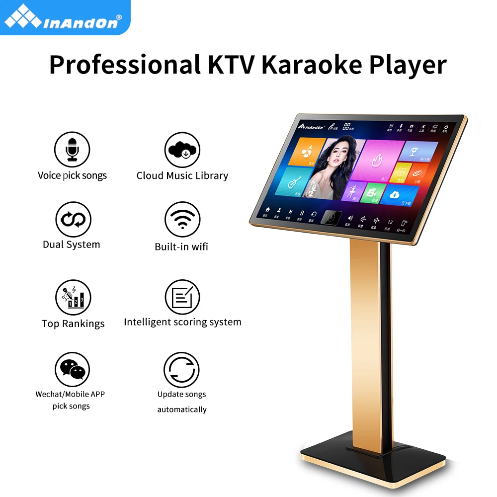 Профессиональная система караоке InAndOn с динамиком 4K Hifi KTV, набор для караоке с беспроводным микрофоном