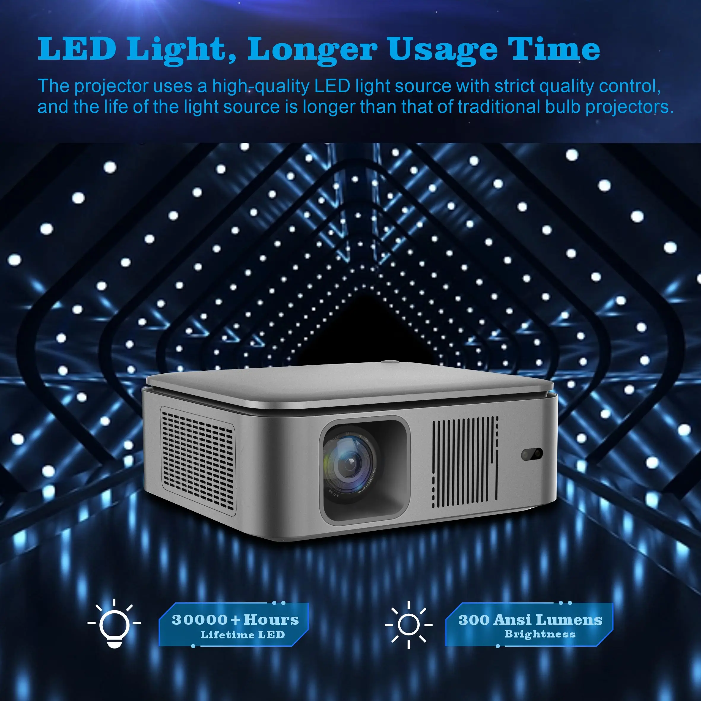 New HD 1080P Projector HY450 for Business Home Theater Cinema 300LM Movie Projector Portable outdoor 4k projector