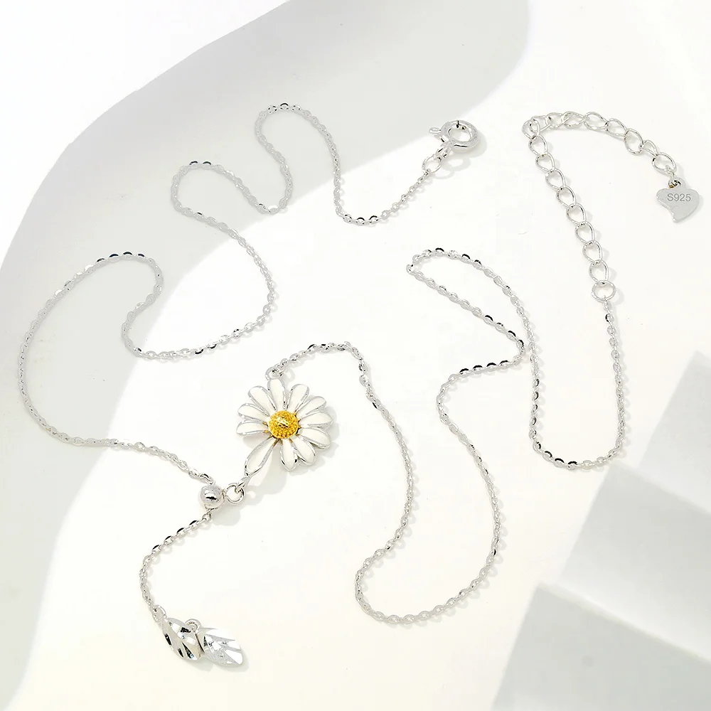 Wholesale 925 sterling silver fashion jewelry  flower pendant adjustable necklace jewelry