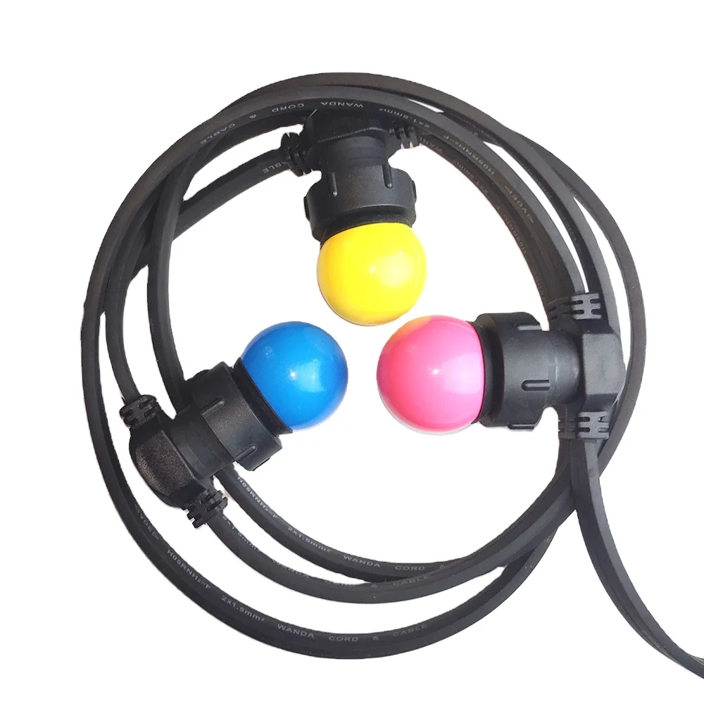 Waterproof Connectable Rubber Belt Festoon Light With Clear Bulb E27 Fixed Socket Christmas Outdoor Led String Light