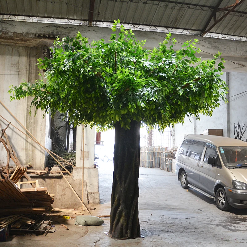 China silk green simulation trees artificial giant banyan tree ficus tree indoor artificial oak for sale