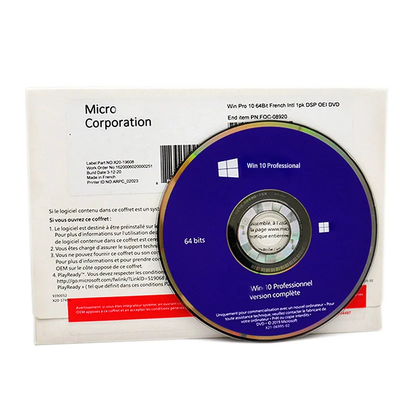 Original Win 10 Pro DVD and License Key for Win10 professional Online Activation