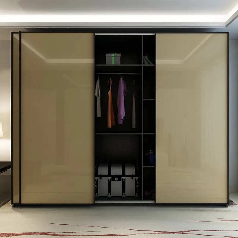 Flat Pack Simple Bedroom Glass Door Wardrobe