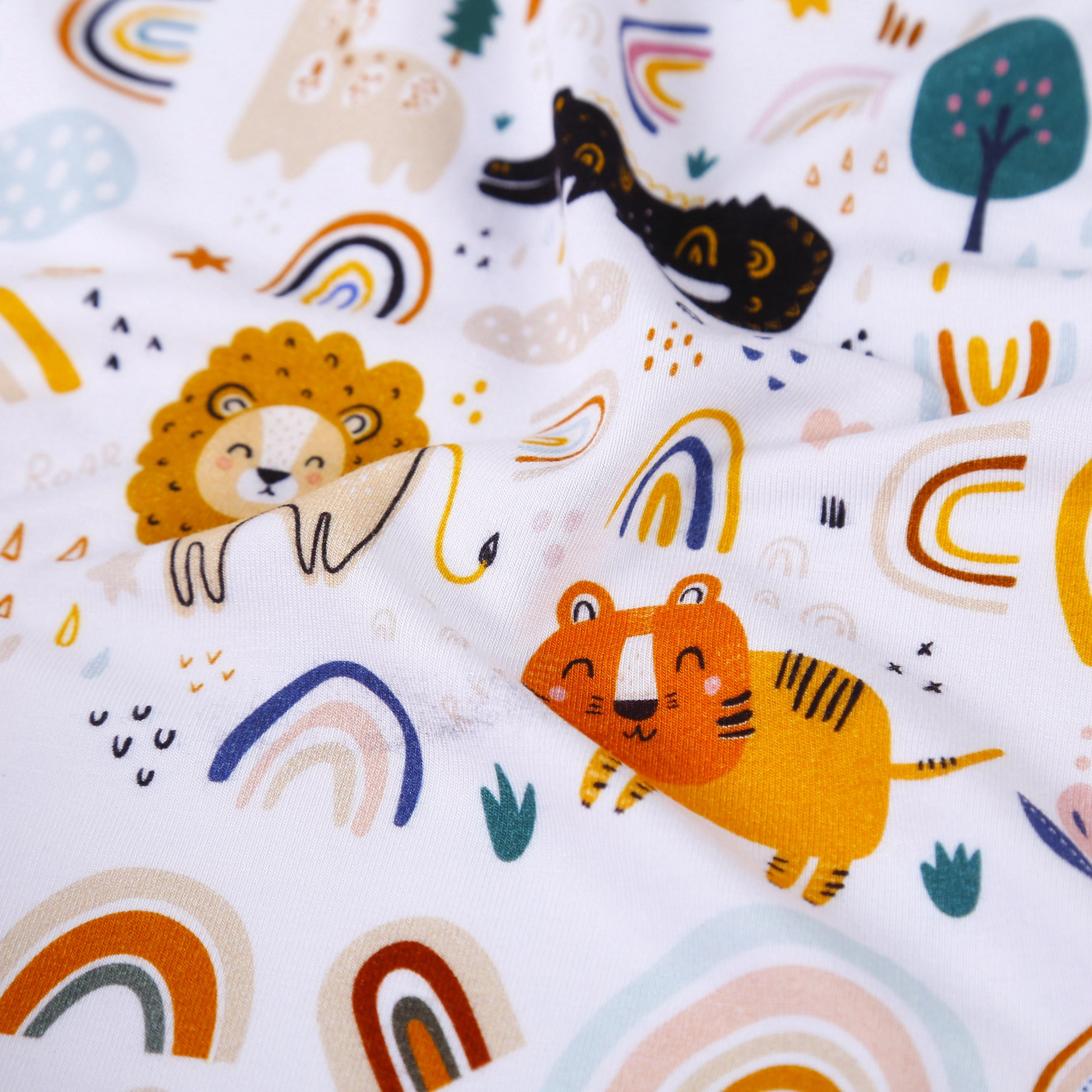 Изготовленный на заказ животный принт 95% бамбук 5% спандекс Бамбуковая ткань для детской одежды