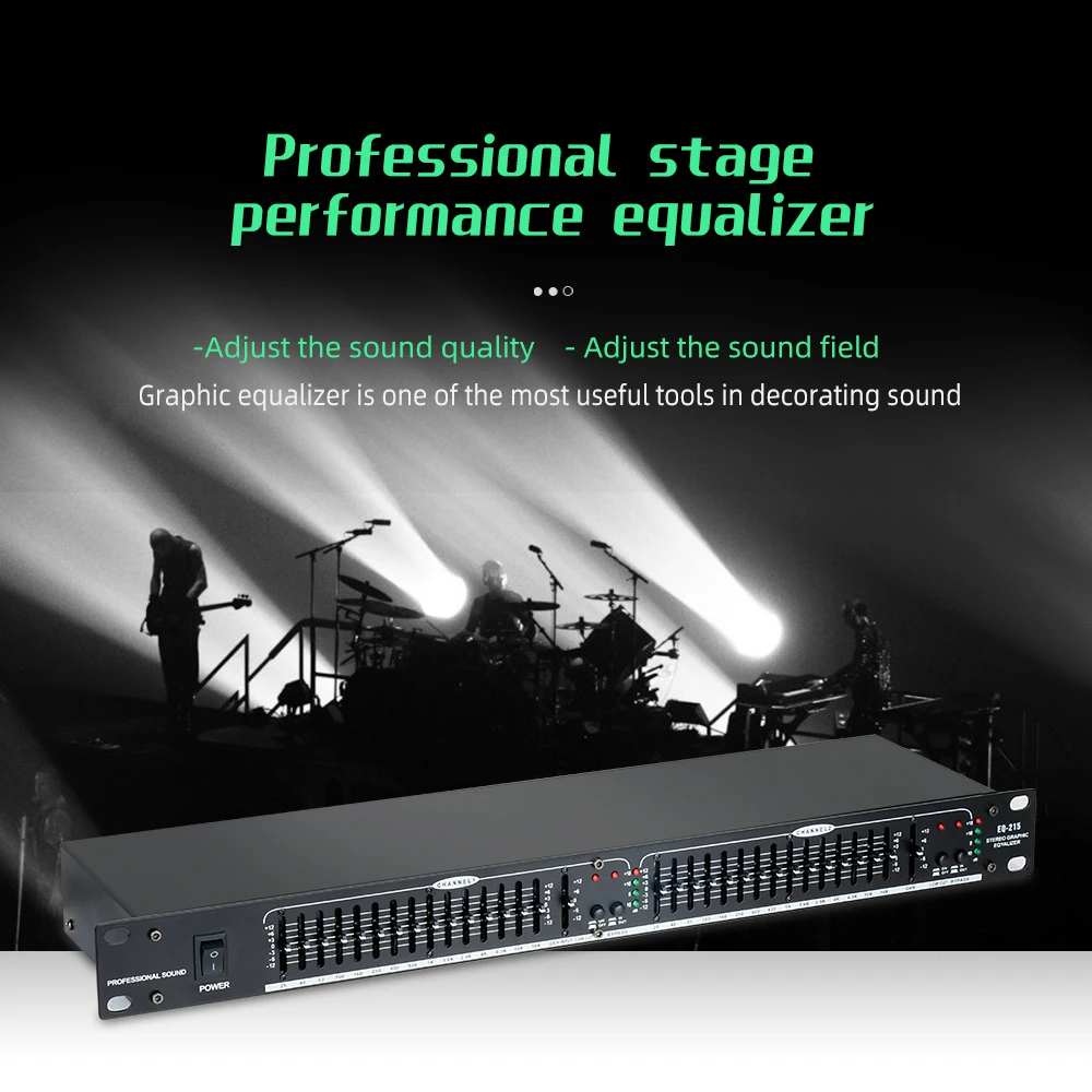 DSP audio processor equalizer, professional digital reverb, multi-effects, EQ215, 2x15, with independent high/low pass filters