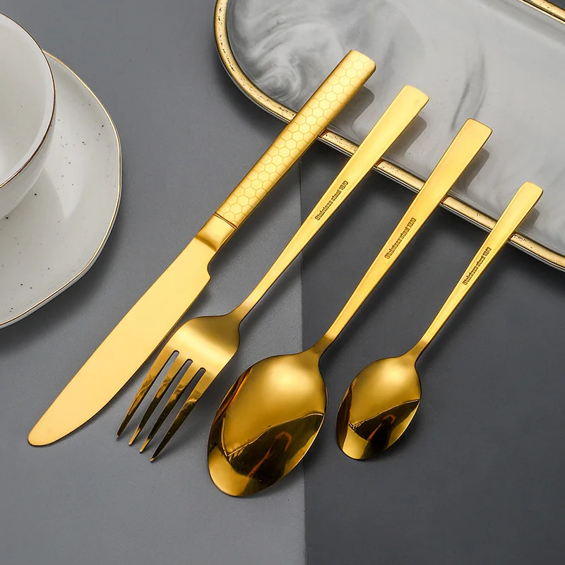 Bulk High Quality Stainless Steel Cutlery Set Service Knife Fork Spoon Serving Dishwasher Safe Flatware Set