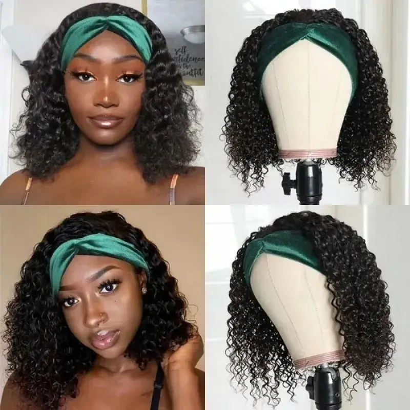 
Wholesale Cuticle Aligned Virgin Wig With Headband Attached Kinky Straight Afro Curly Headband Wigs Human Hair For Black Women 