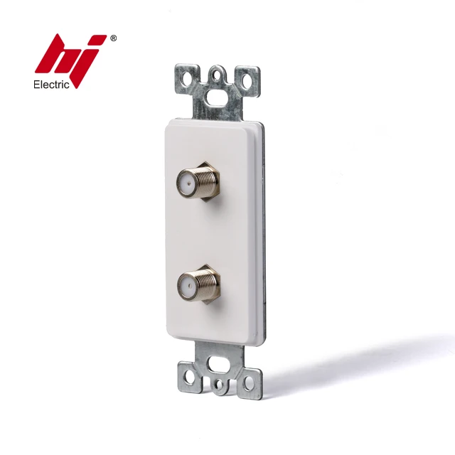 Duplex F Type Coaxial Adapter Wall Jack Female to Female Molded-in Voice and Audio Video