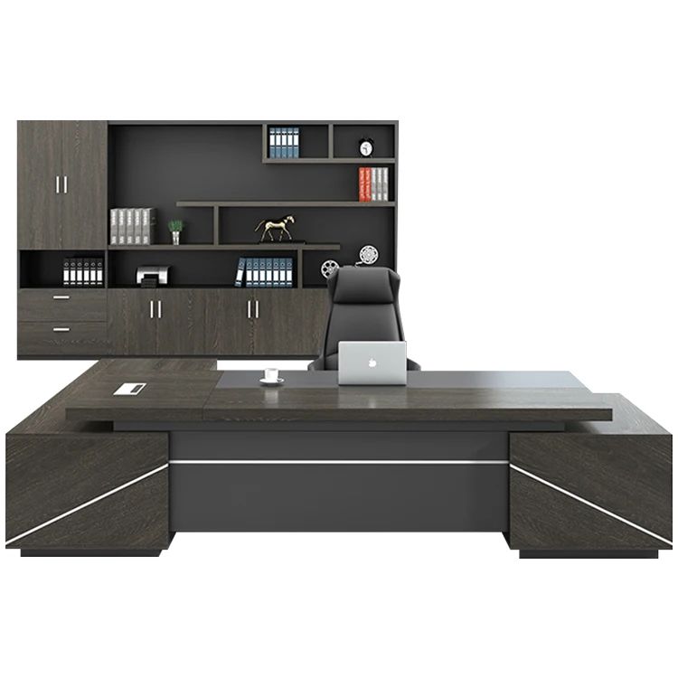 Роскошная офисная мебель, простой двойной шкаф, стол темного цвета для менеджера, Рабочий стол для босса