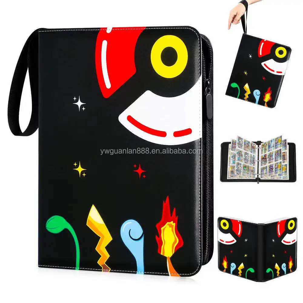 Custom Game MTG Poke Mon TCG Yugioh Baseball Trade Trading Card Binders Album Card Folder Card 9pockets Zip Leather Candy PU Gl