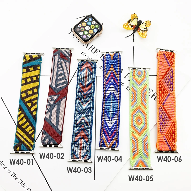 Smart watch bands Elastic fitness stretching nylon band watch strap with adjustable buckle for  versa or versa 2