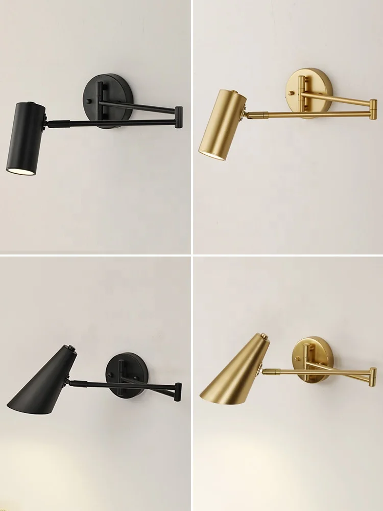 Wall Lighting Swing Arm Adjustable Wall Sconce Wall Lamp for Bedside American Telescopic Rotating Folding Fixtures 1 Light Metal