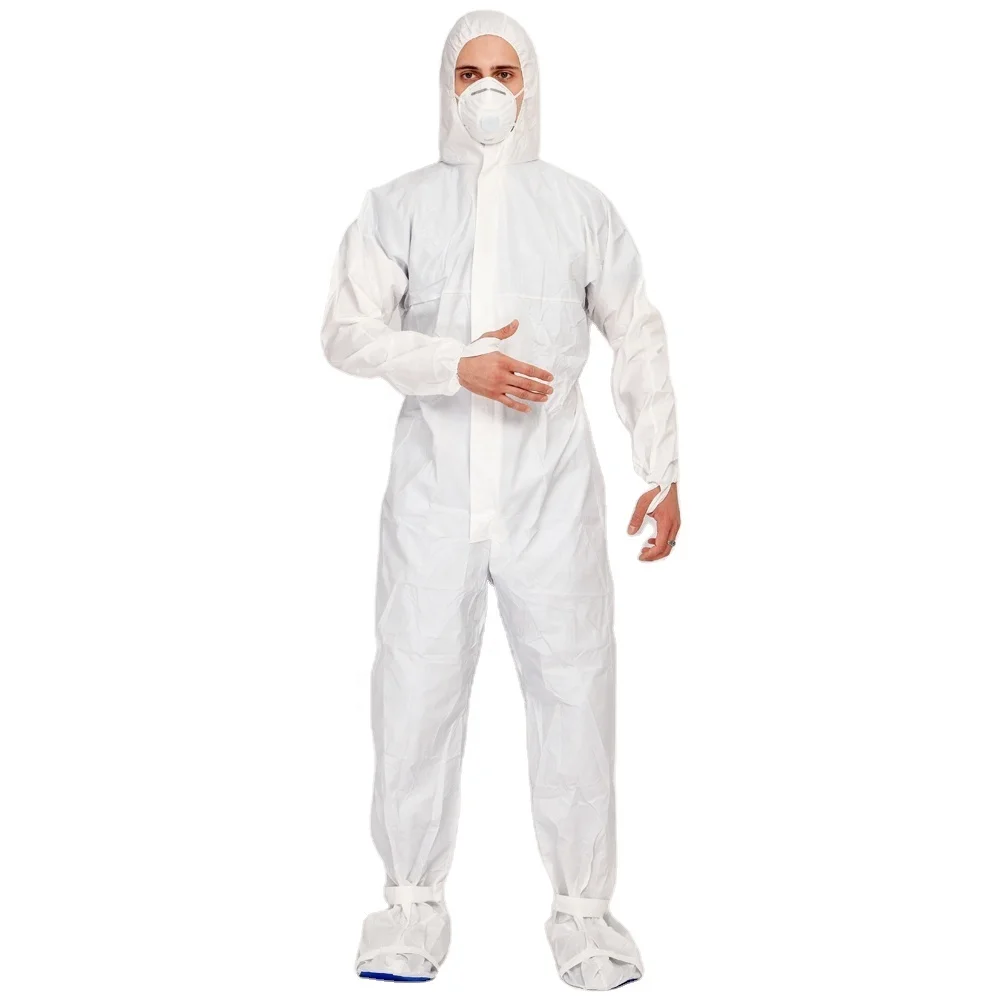 EN 14126 Approved Biological Protective Hooded Disposable With boot cover Medical Use Coveralls