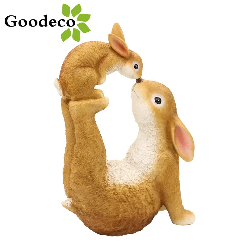 Goodeco Outdoor Sculpture Resin Rabbit Family Ornament Bunny Figurine Family Rabbit Statue