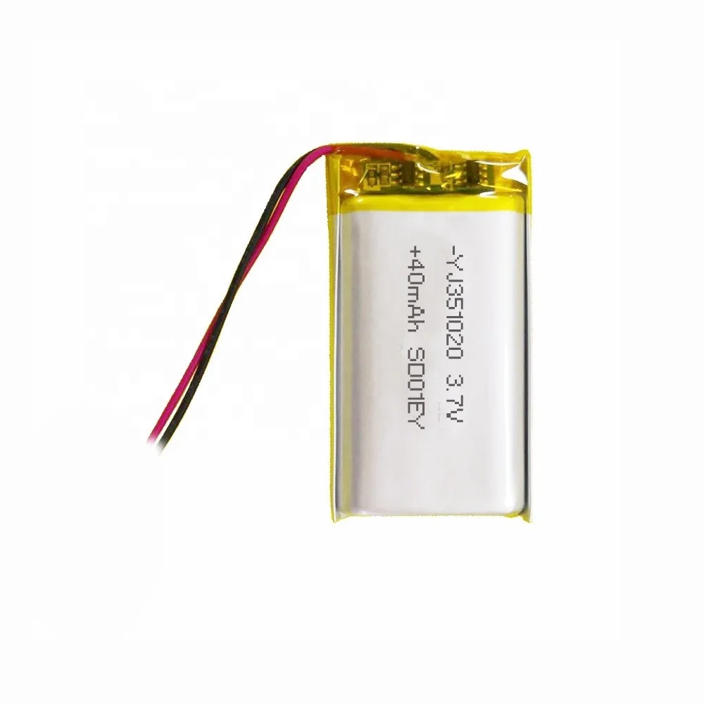KC certificate YJ351020 40mAh 43mAh lithium battery 3.7v lithium polymer battery for earbuds and medical equipment