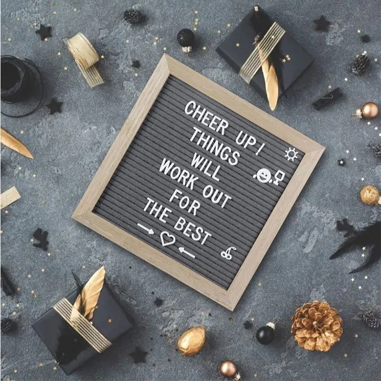 10 * 10 oak gray frame letter support message board announcement Office Wooden felt letter board