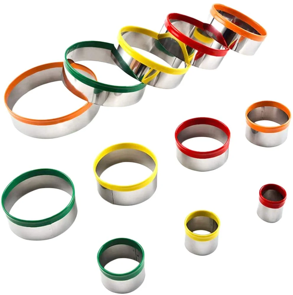 12 pcs  Round Cookie Biscuit Cutter Set with silicone edge stainless steel