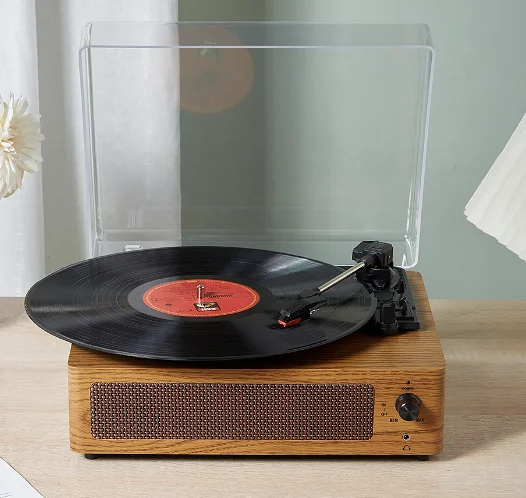 In stock Factory Wholesale Popular Turntable Record Player Speaker Electronic Classic Wooden Player Vinyl Record Player