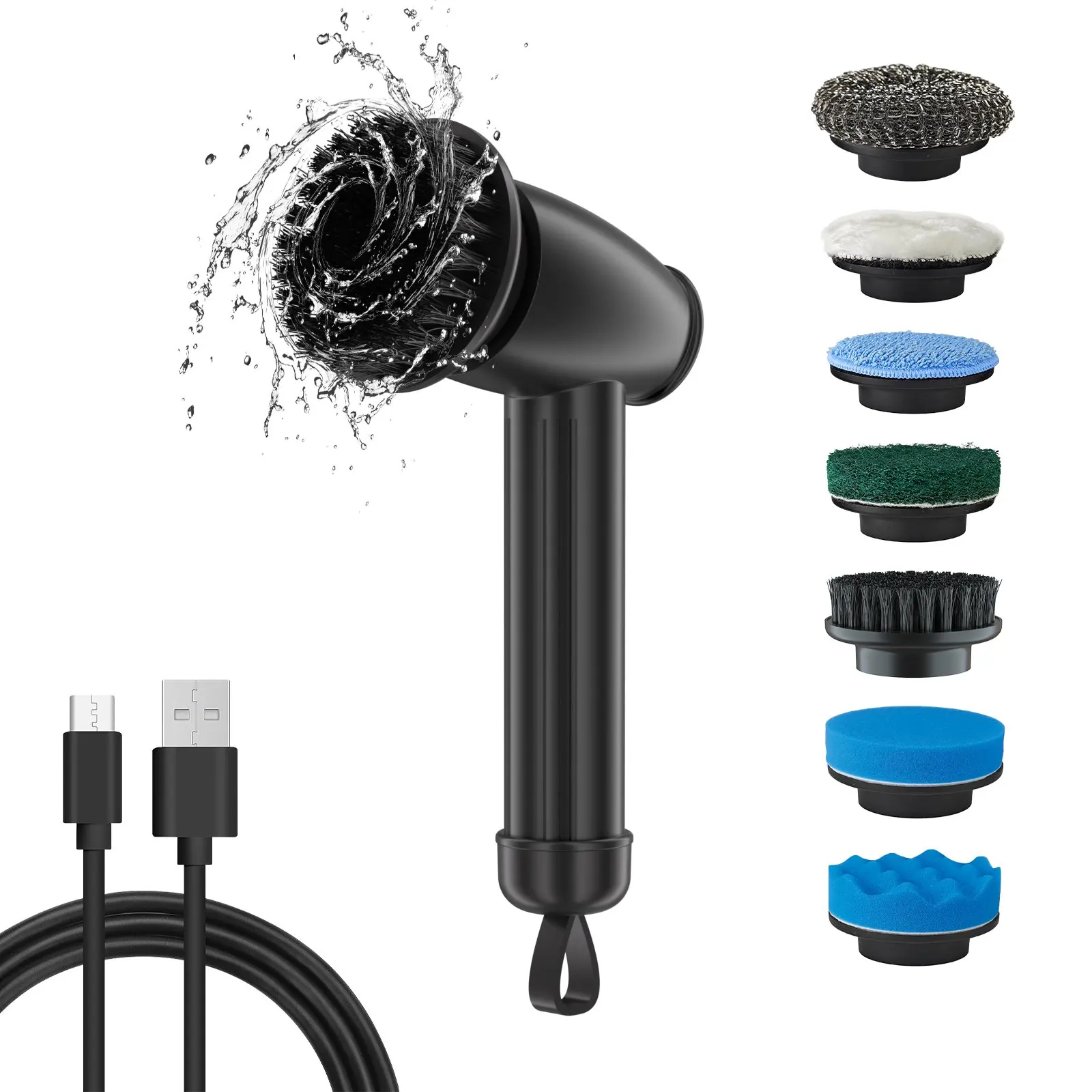 New Design Portable Electric Car Cleaning Brush Short Handle 360 Degree Home Magic Brush 7 In 1 For Kitchen Cleaning
