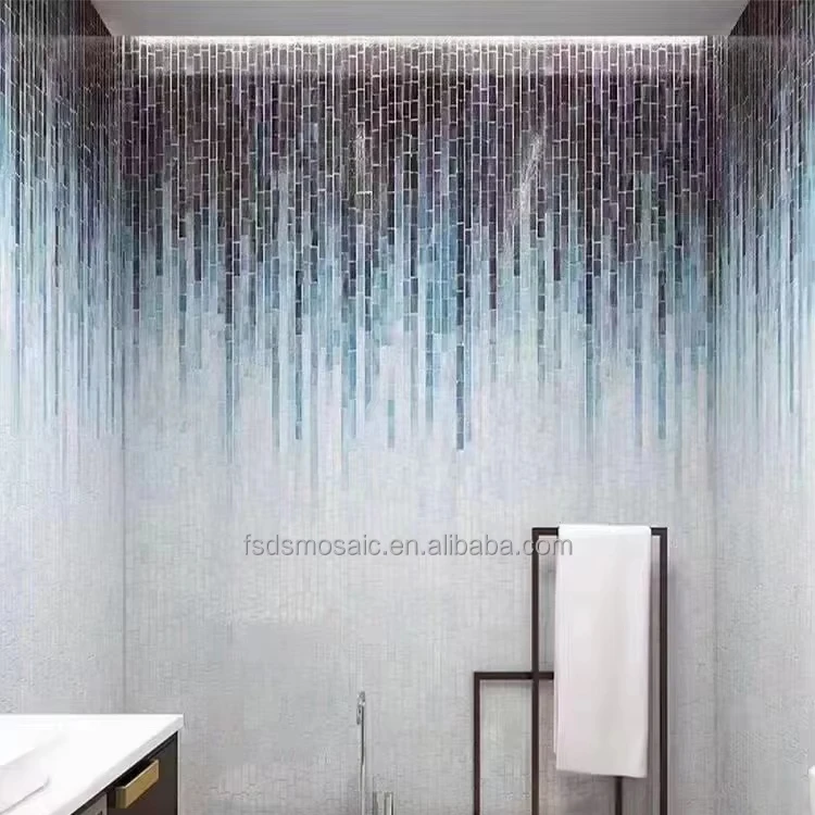 Large Format Artistic Glass Decorative Handmade Glass Mosaic Bathroom Decor Luxury Glass Mosaic Art Puzzle