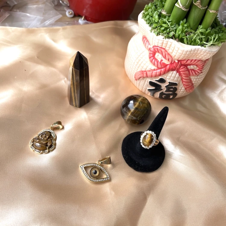 Charm Men Evil Eyes Buddha Natural Jade Pendant 18k Gold Plated Stainless Steel Tiger Eye Rings Necklace Jewelry Sets