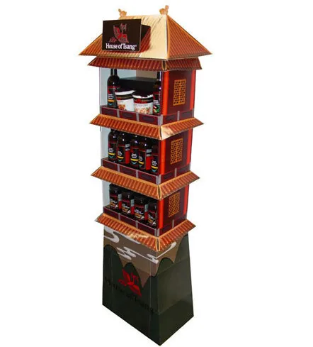 Customized beverage cardboard floor display stand drink pop advertising display shelf Creative design of supermarket retail rack
