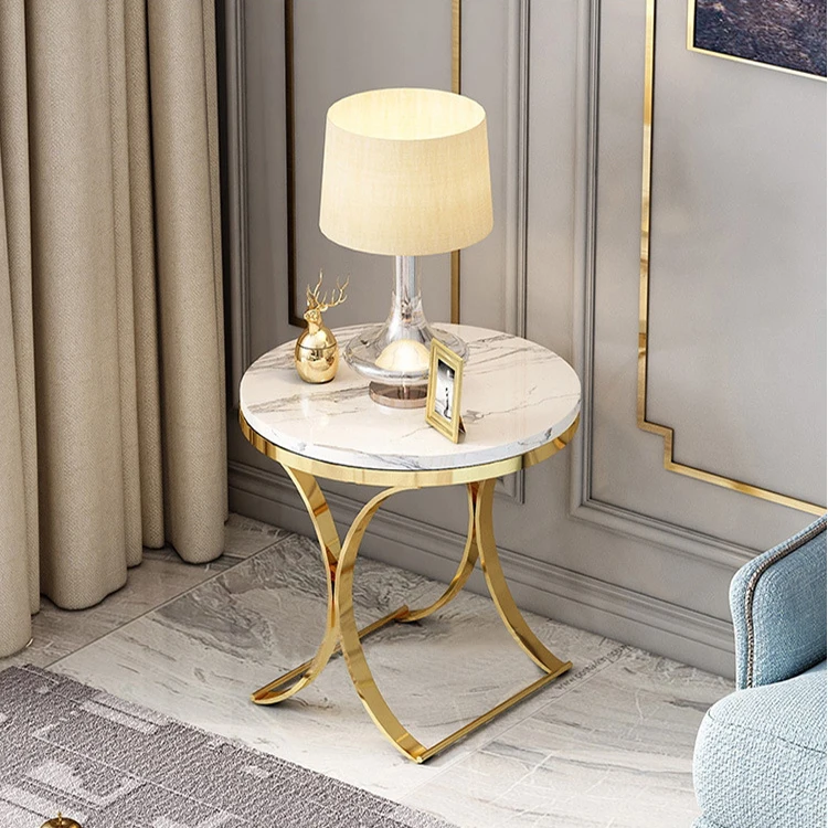 Factory popular Italy style home furniture marble top side table modern design with tempered glass cheap tea table