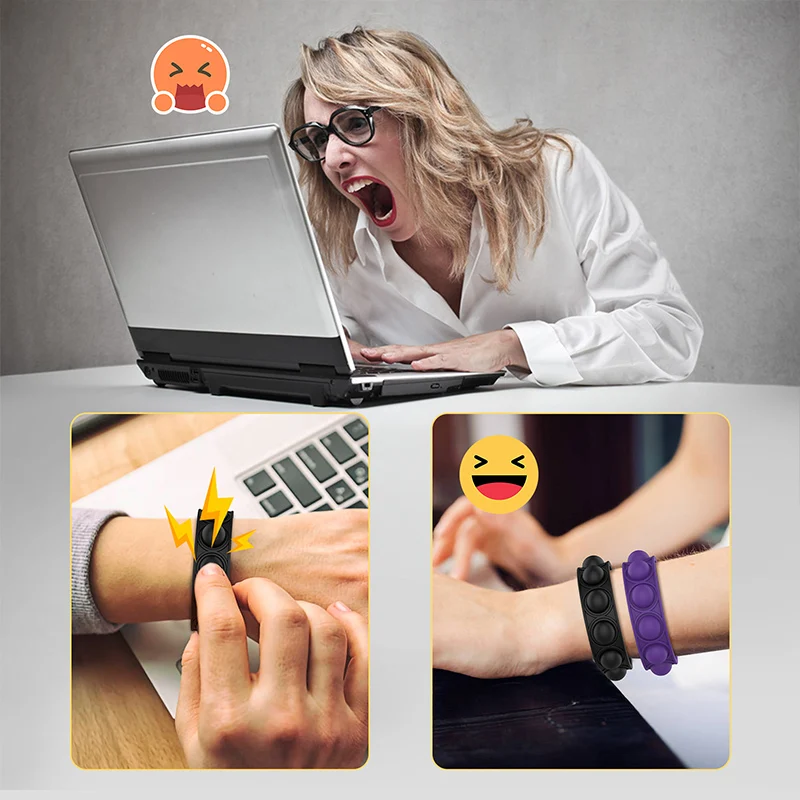 Лидер продаж, игрушка-антистресс с пузырьками, браслет-антистресс, прочный регулируемый многоцветный Браслет-антистресс для детей