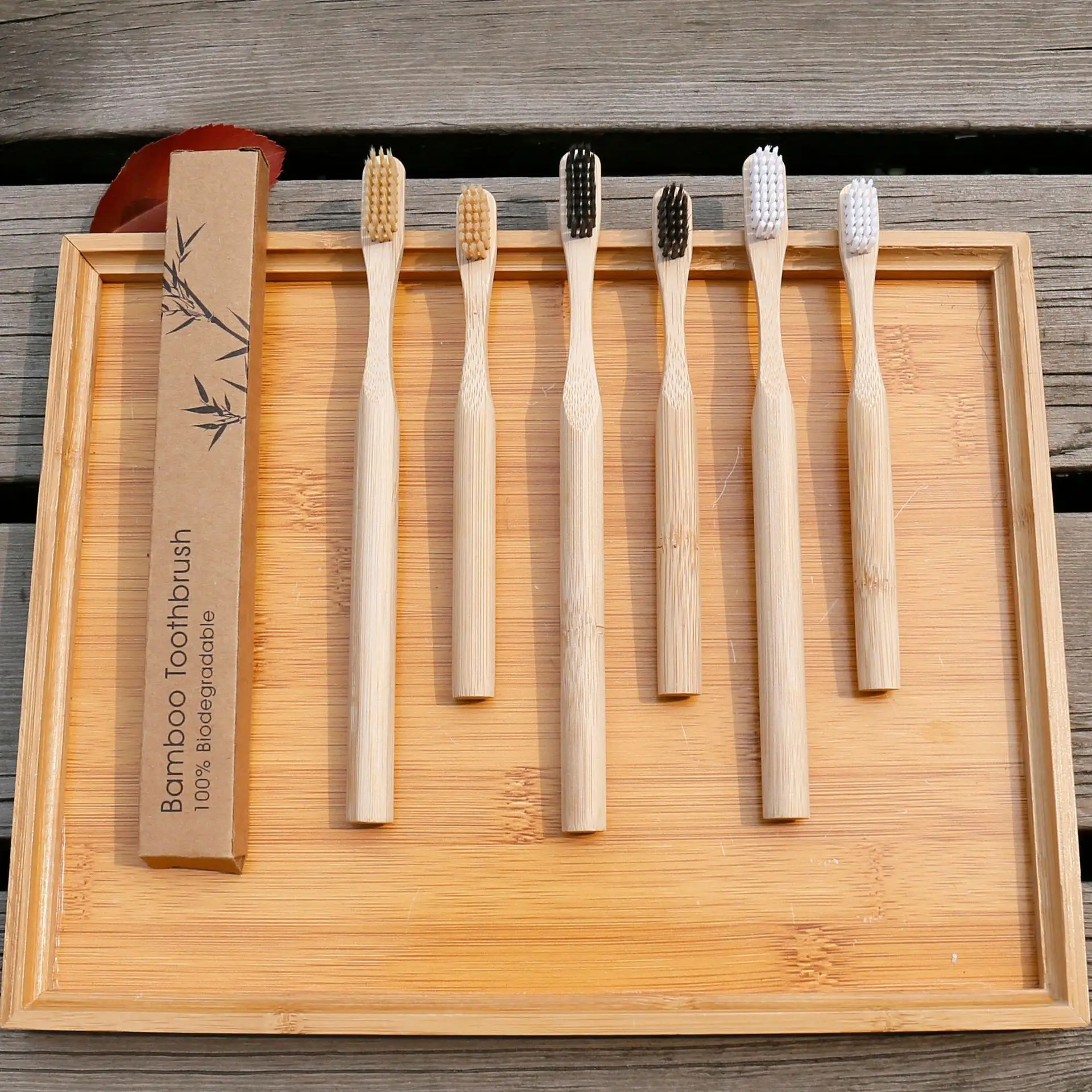 Custom Logo Wholesale Natural Eco Friendly Wooden Toothbrush Gourd Curved Bamboo Handle Soft Bristles Toothbrush